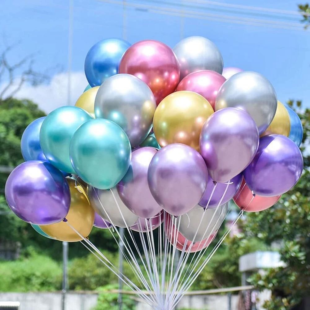 300 Pack Metallic Balloons 12 Inch Chrome Shiny Assorted Colors Latex Rainbow Bulk Balloon 12 Kinds