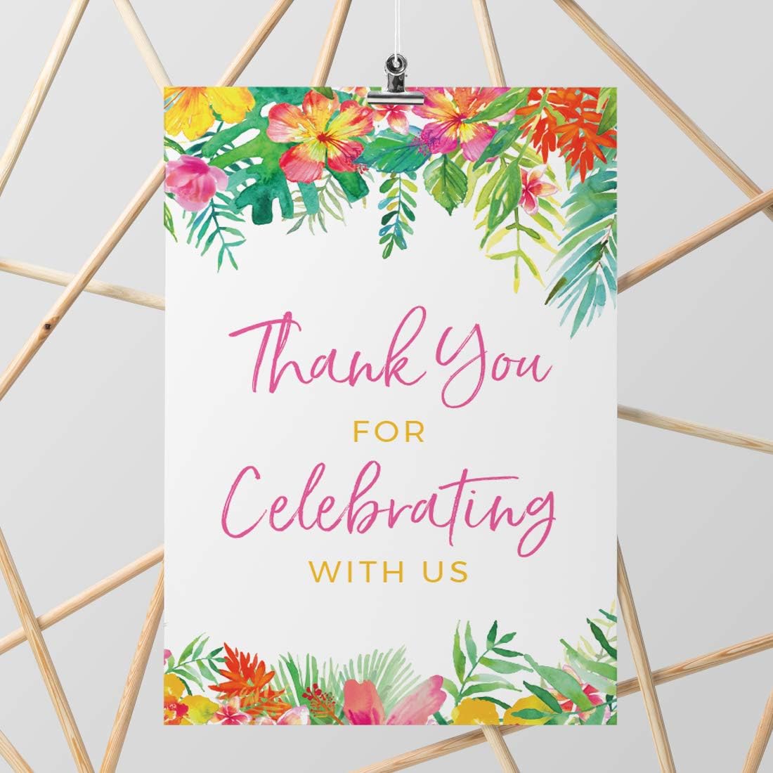 Andaz Press Extra Large Wedding Easel Board Party Sign, 12x18-inch, Tropical Leaves Plants Flowers