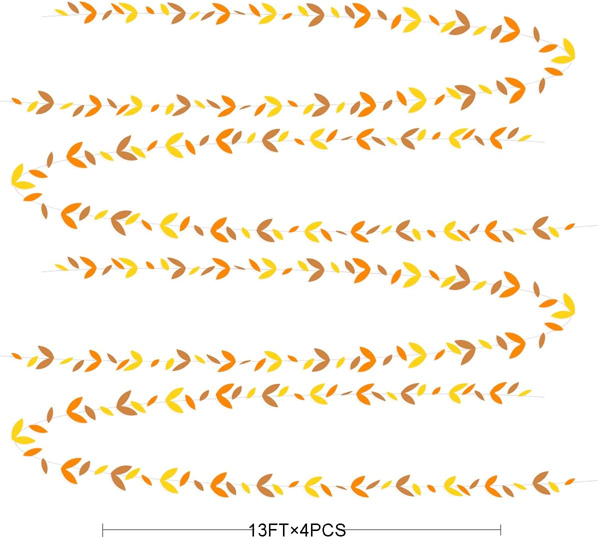 52 Ft Fall Party Decorations Autumn Leaf Garland Streamer Orange Yellow Brown Maple Leaves Hanging