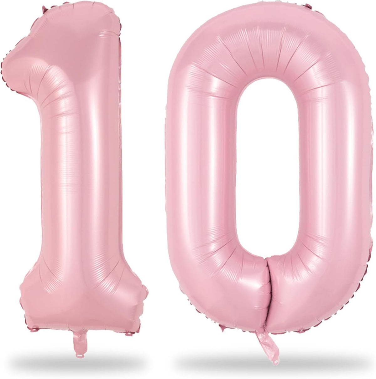 Pastel Pink 10 Balloons Number, 40 Inch Foil Number 1 & 0 Balloons for 10 Year Old Birthday