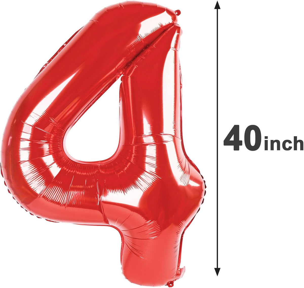 Number Balloon 40 Inch Red 4 Balloon, Red Large Numbers 4 Four Balloon Decor, 4 14 24 34 40 44 48