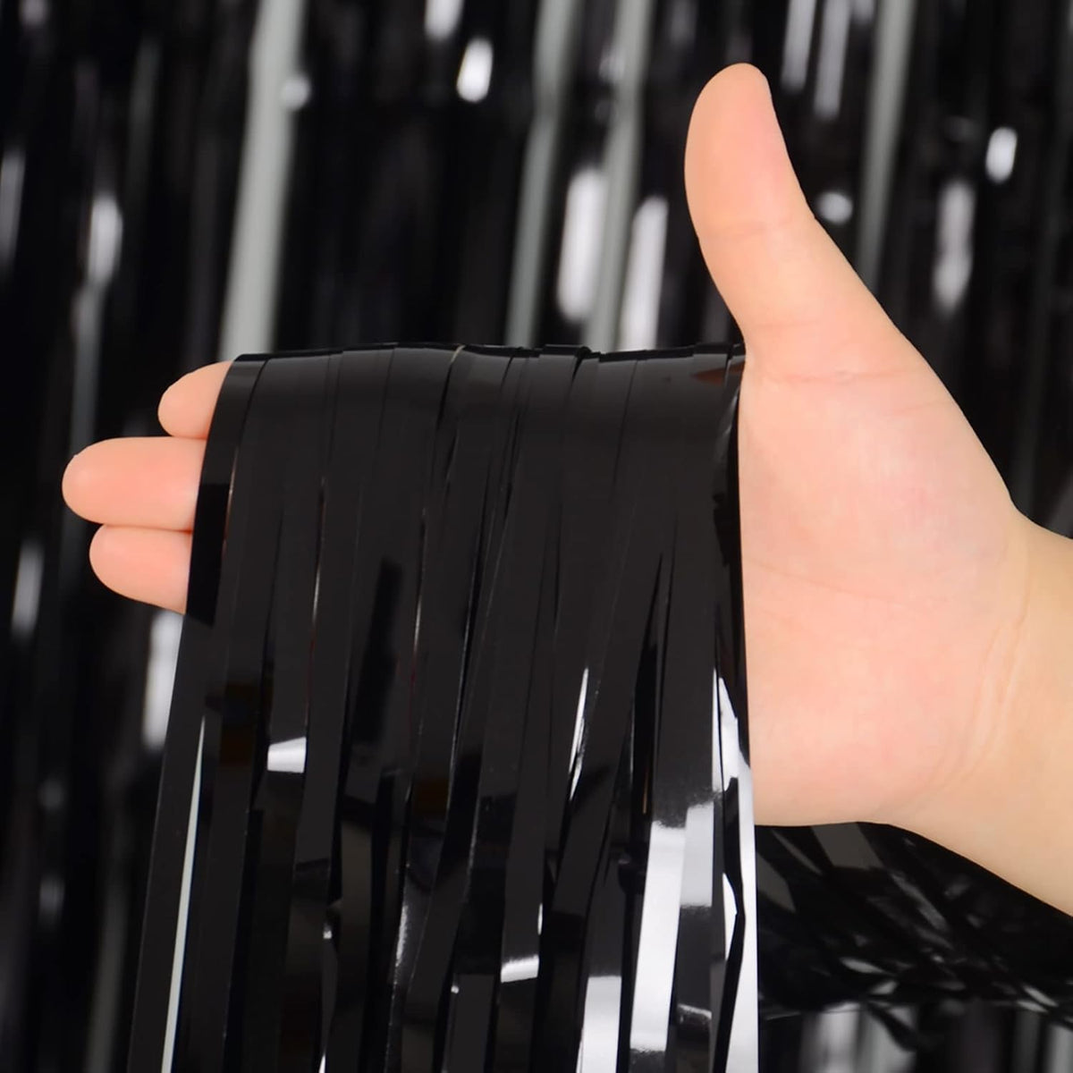 Halloween Party Decorations Indoor for Adults, Melsan 3.2 x 8 ft Black Streamer Tinsel Photo