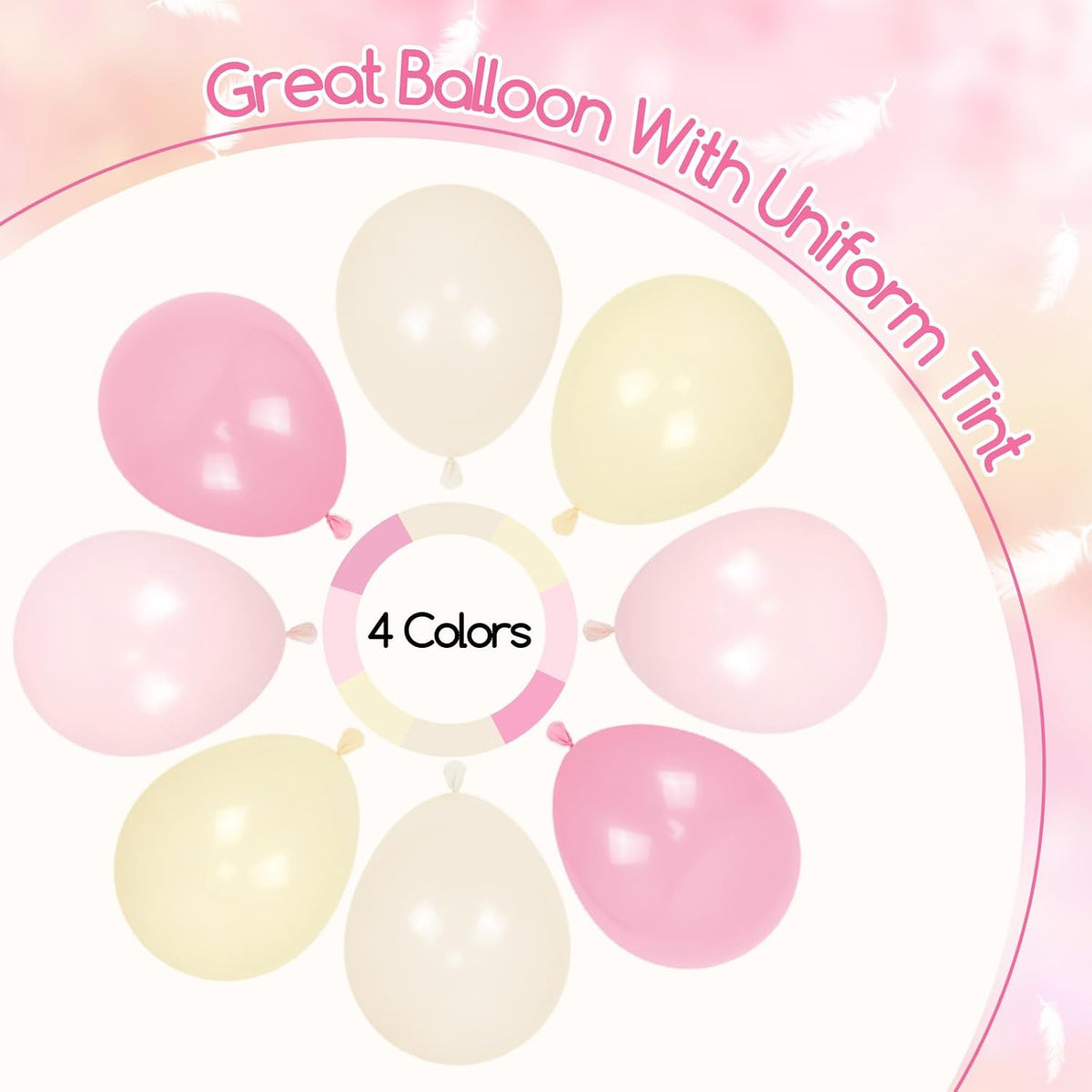 60pcs Pink and Yellow Balloons 12inch, with Sand White Latex Balloons for Anniversary Wedding Baby