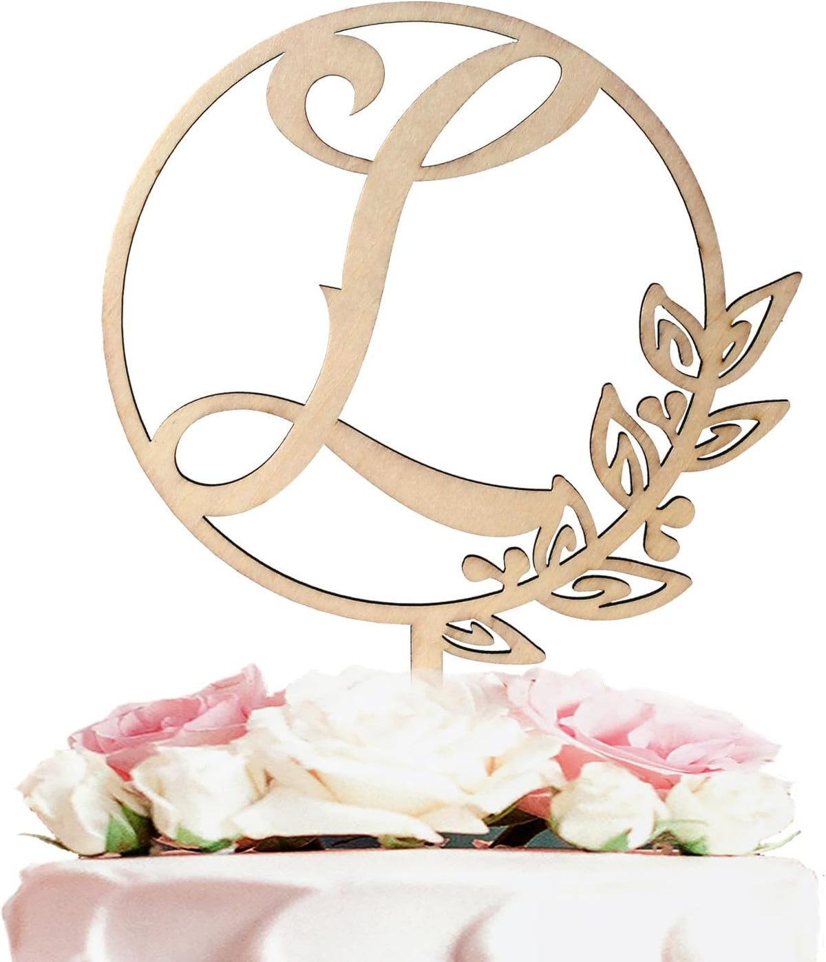 LINGTEER Personalized Inital Letter L Wooden Cake Topper Perfect for Birthday Rustic Wedding