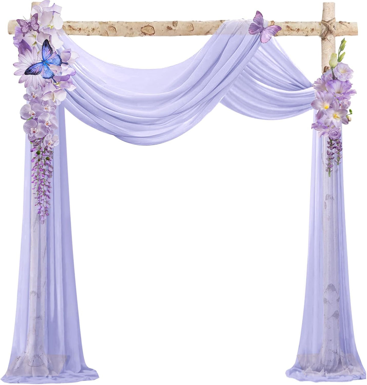 VOK Lavender Wedding Arch Draping Fabric Chiffon Fabric, 29in x 18Ft Sheer Chiffon Outdoor Curtain