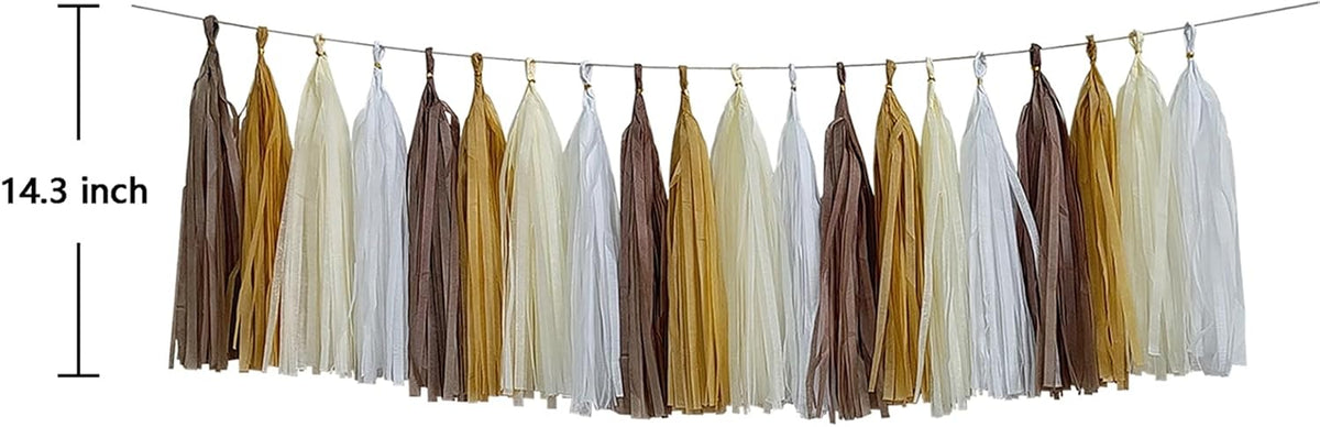 ZOOYOO Brown Tassel Garland Tissue Paper Tassel Banner, Boho Table Decor,DIY Kits for Rustic