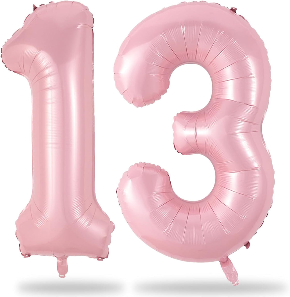 Big 13th Birthday Balloons, 40 Inch Pastel Pink Number 1 & 3 Helium Foil Balloons for 13 Year Old