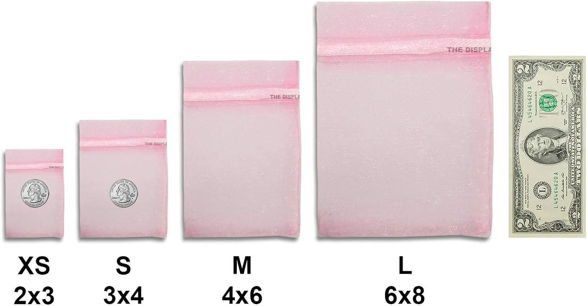 TheDisplayGuys 48-Pack 6x8 Pink Sheer Organza Gift Bags with Drawstring, Jewelry Candy Treat