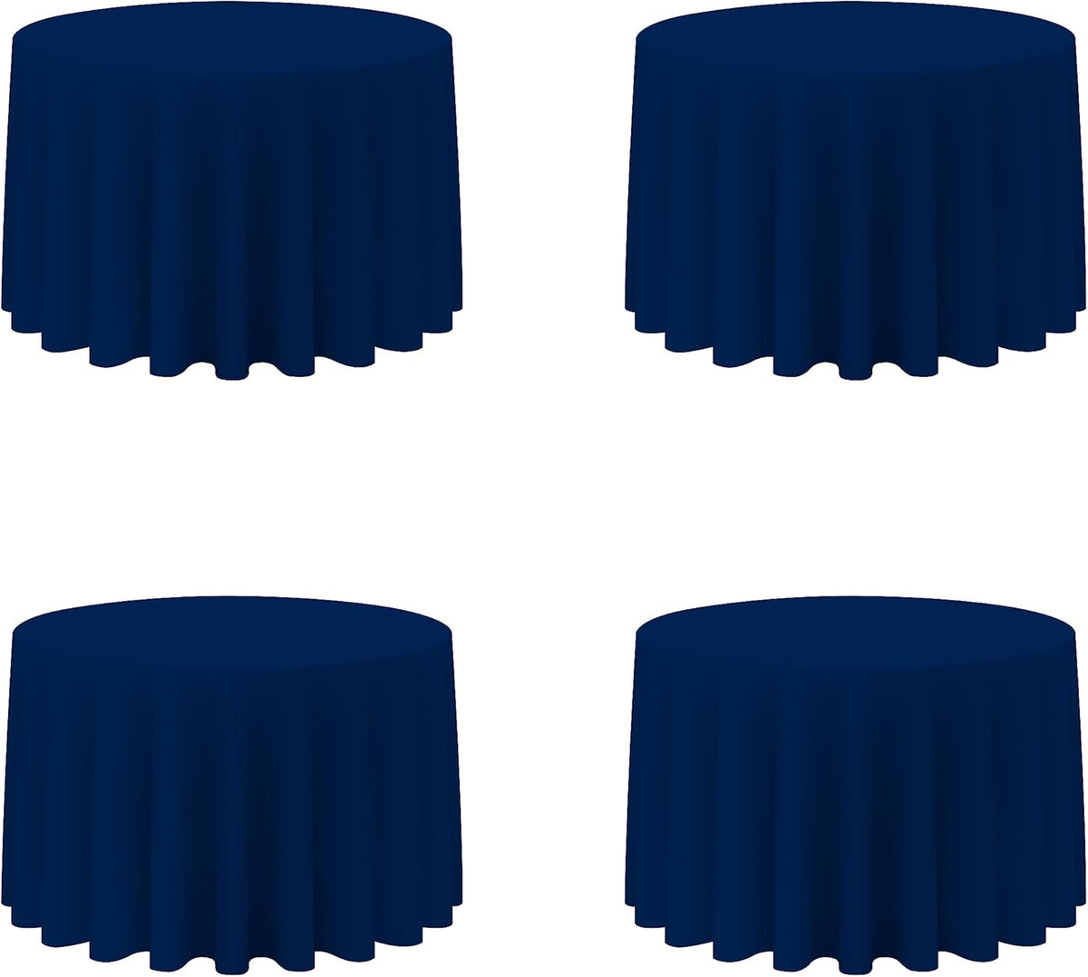 BRILLMAX 4 Pack Navy Blue Round Tablecloths 108 Inch - Circle Bulk Linen Polyester Fabric Washable