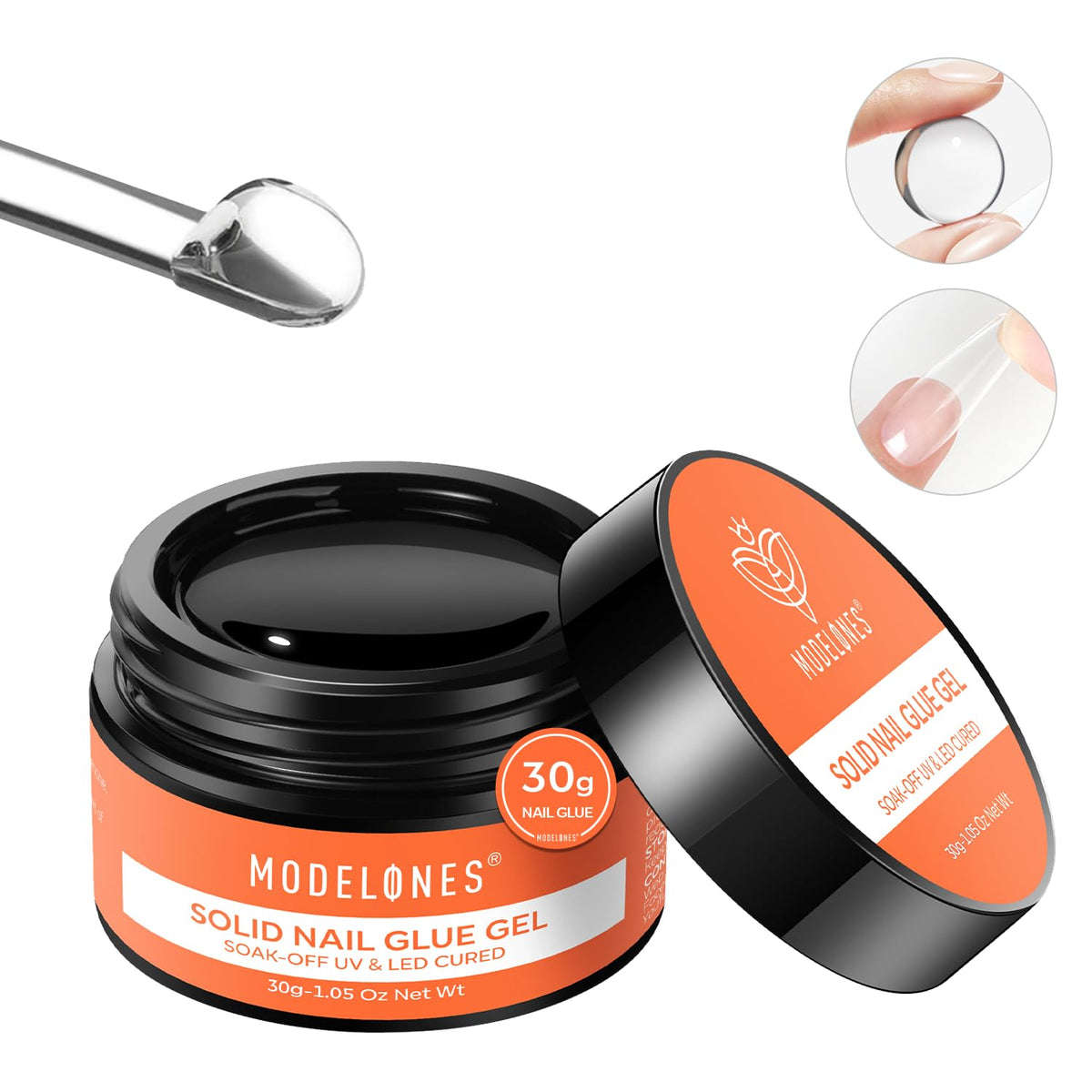 modelones Solid Nail Glue Gel for Acrylic Nails Tips, 30g False Nails Gel Glue Long-Lasting Strong
