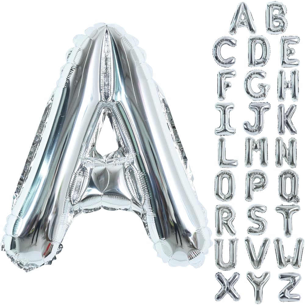 TONIFUL 40 Inch Large Silver Letter A Foil Balloons Alphabet Balloons