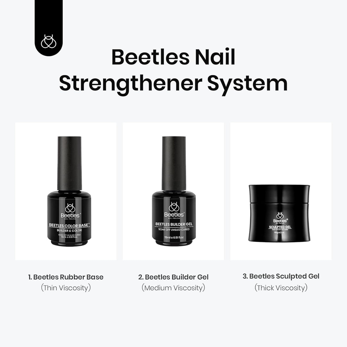 Beetles Nude Rubber Base Gel Nail Polish - Light Pink Color Base Gel for Nails Strengthening