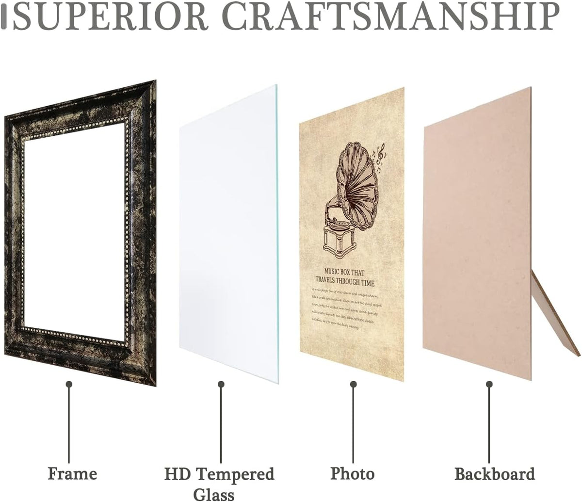 TKGYU 8x10 Picture Frame with Real Glass, 4 Pack Ornate Vintage Picture Frames for Wall or Tabletop