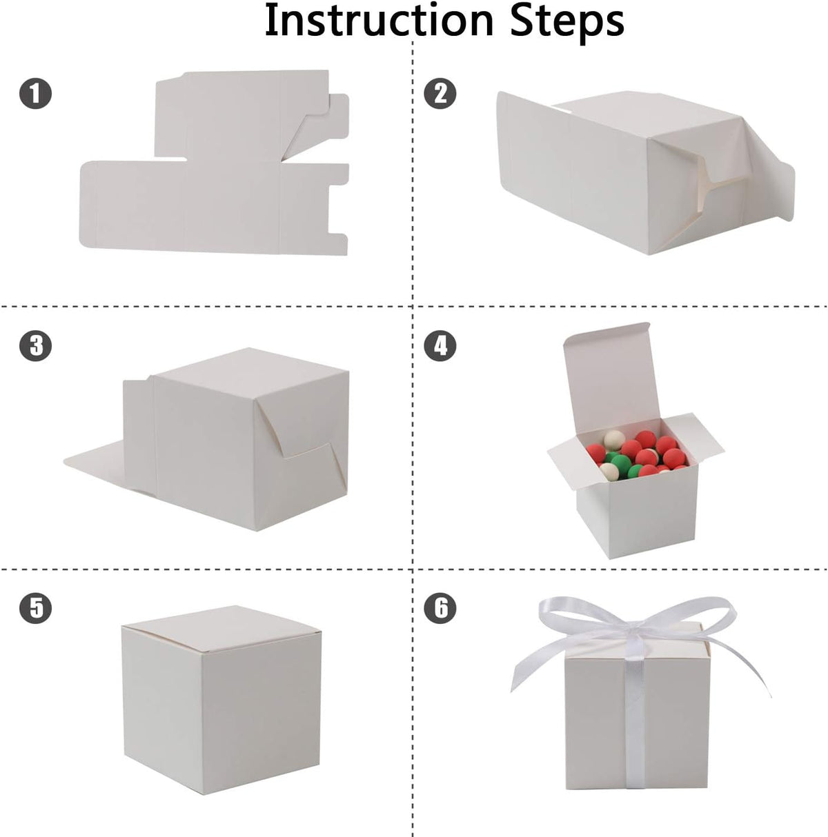 COTOPHER 60pcs Small Gift Boxes, Favor Boxes 2x2x2 inches Paper Gift Boxes with Ribbons Candy Box