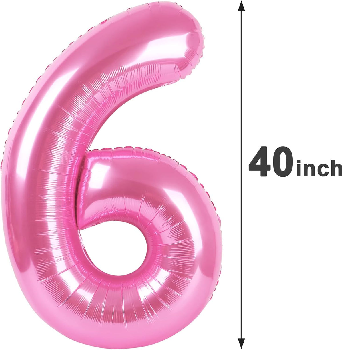 Pink 6 Number Balloon 40 Inch Mylar Foil Birthday Balloon, Digital Balloons for 6 16 Boy Girl Party