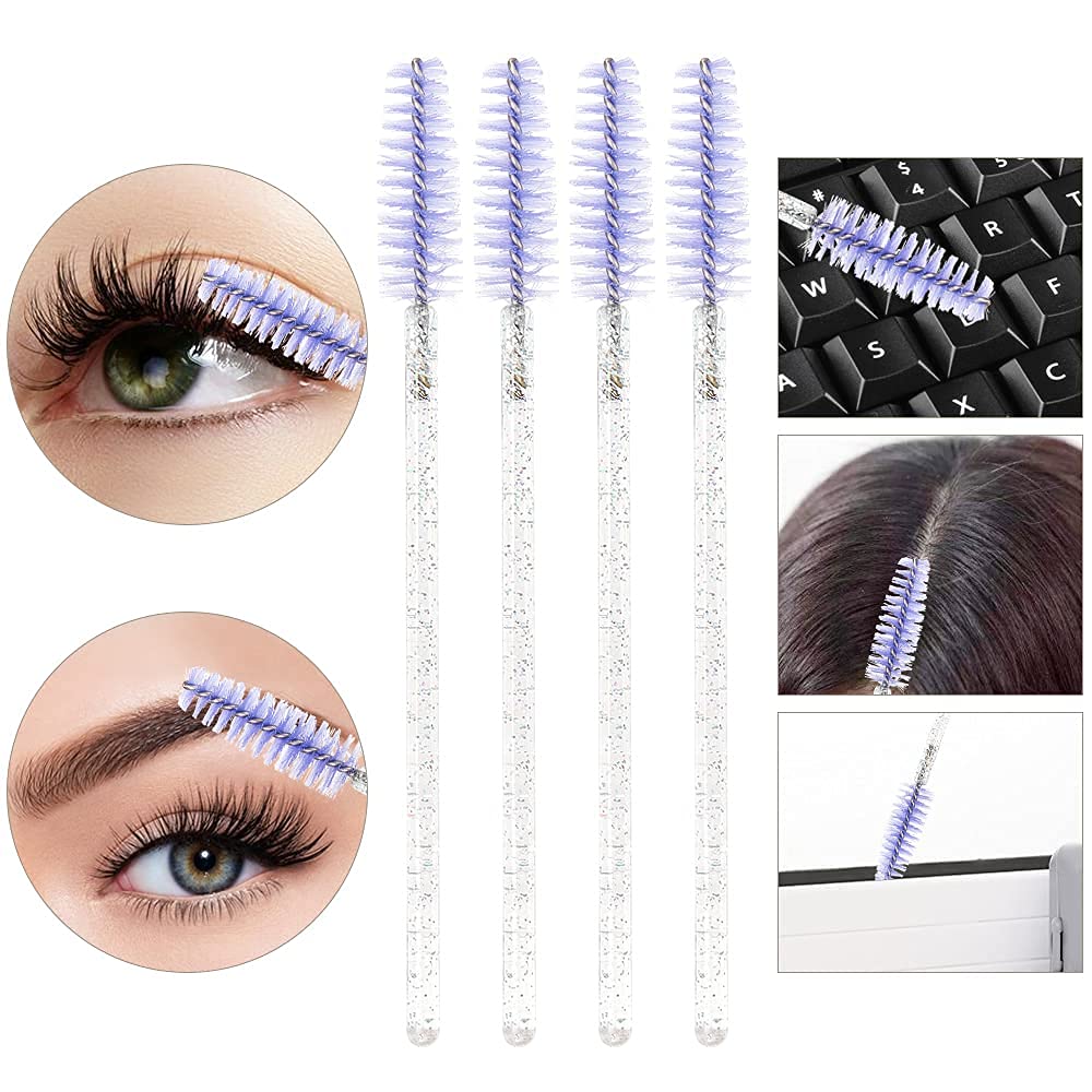 300PCS Disposable Mascara Wands Spoolie Brush Crystal Eyebrow Brushes Eyelash Extension Applicator