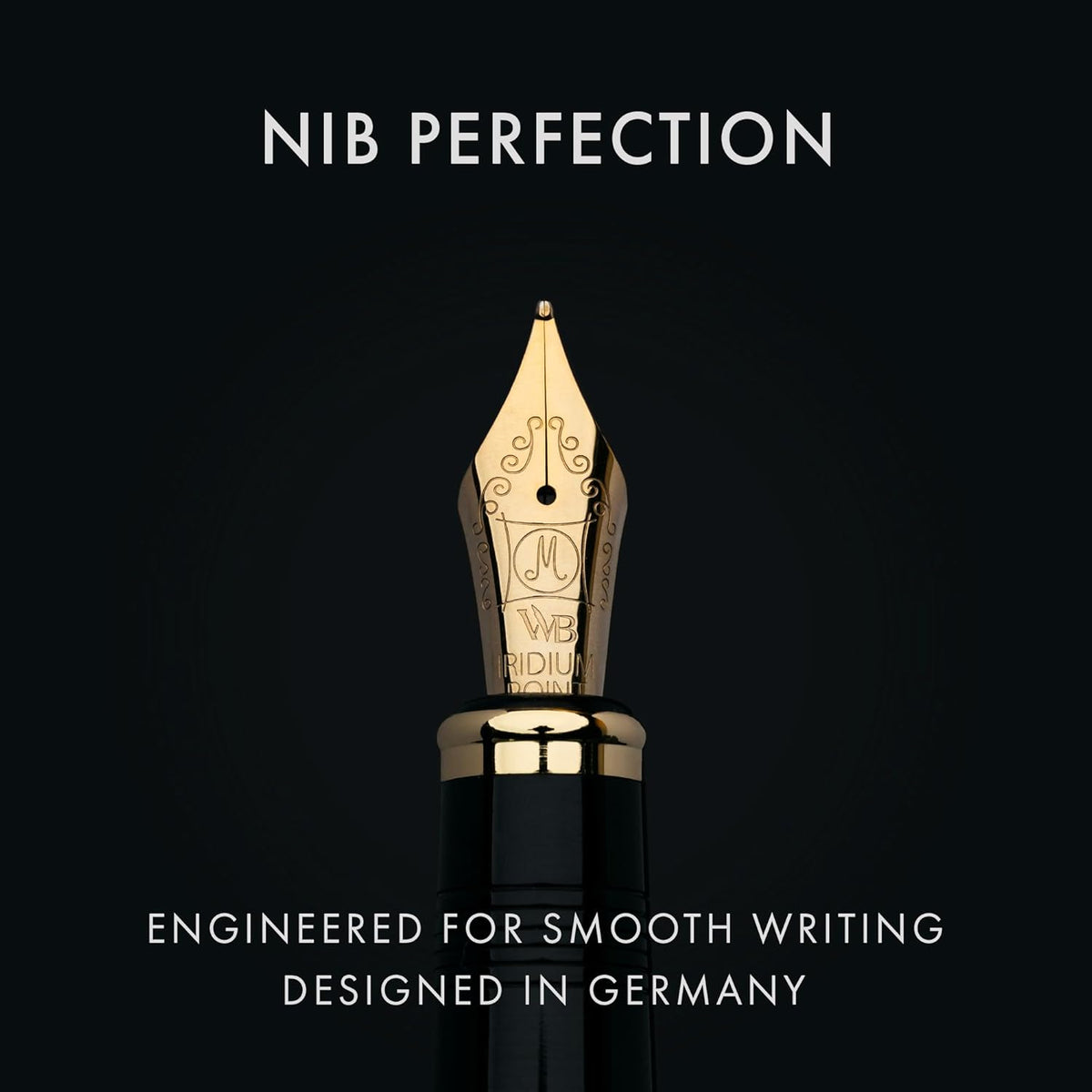 Wordsworth & Black Primori Fountain Pen Set [Stunning Gold]; Medium Nib, Gift Case, 24 Ink