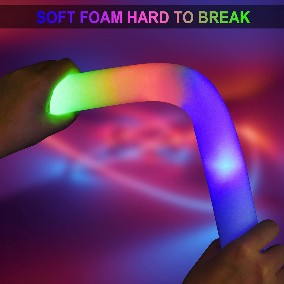 LifBetter 112 pcs Glow Foam Sticks, LED Glow Sticks 3 Modes Colorful Flashing, Foam Glow Sticks