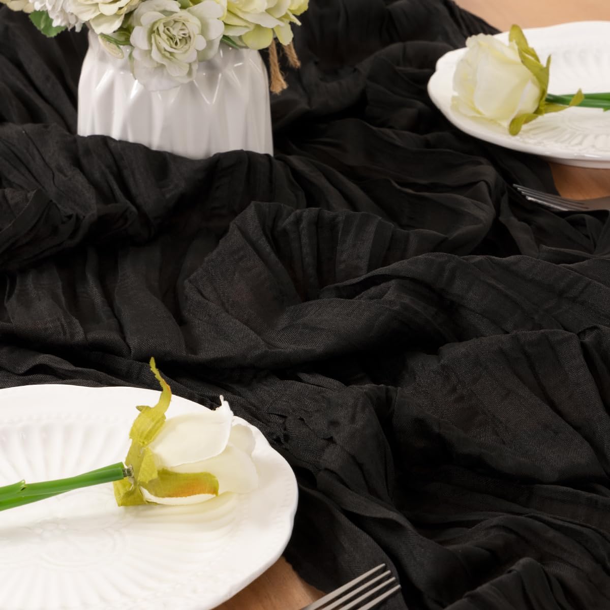 Black Table Runner Cheesecloth Table Runner 10FT Farmhouse Table Runners 120 Inches Fall Table