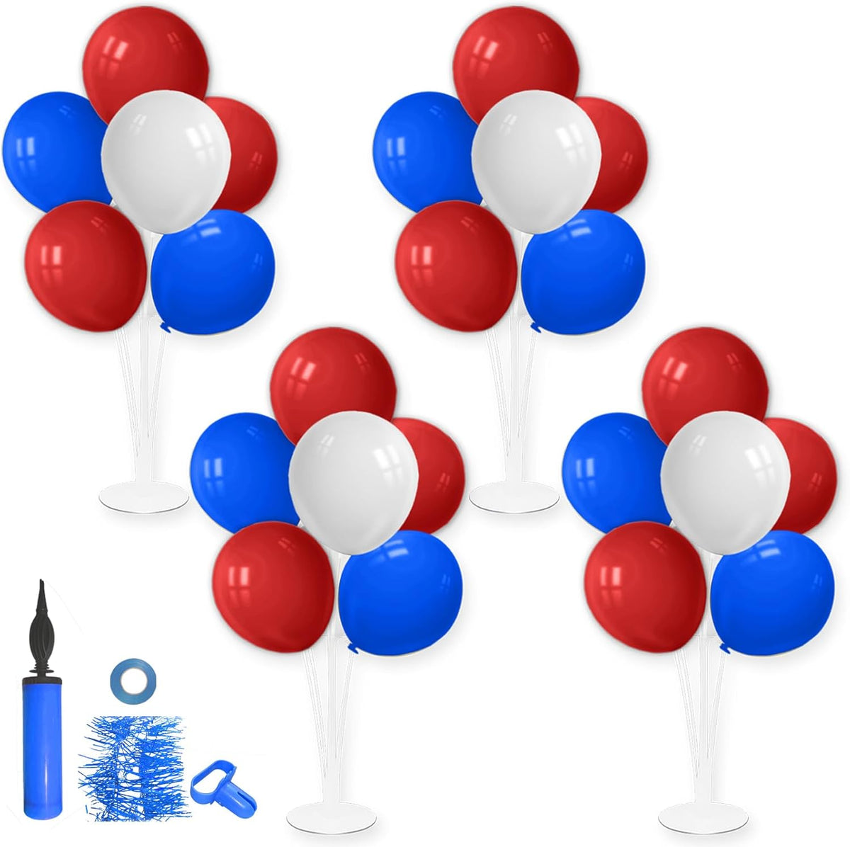Red White and Blue Balloon Stand Centerpiece Table Decorations for 4th of July Father's Day