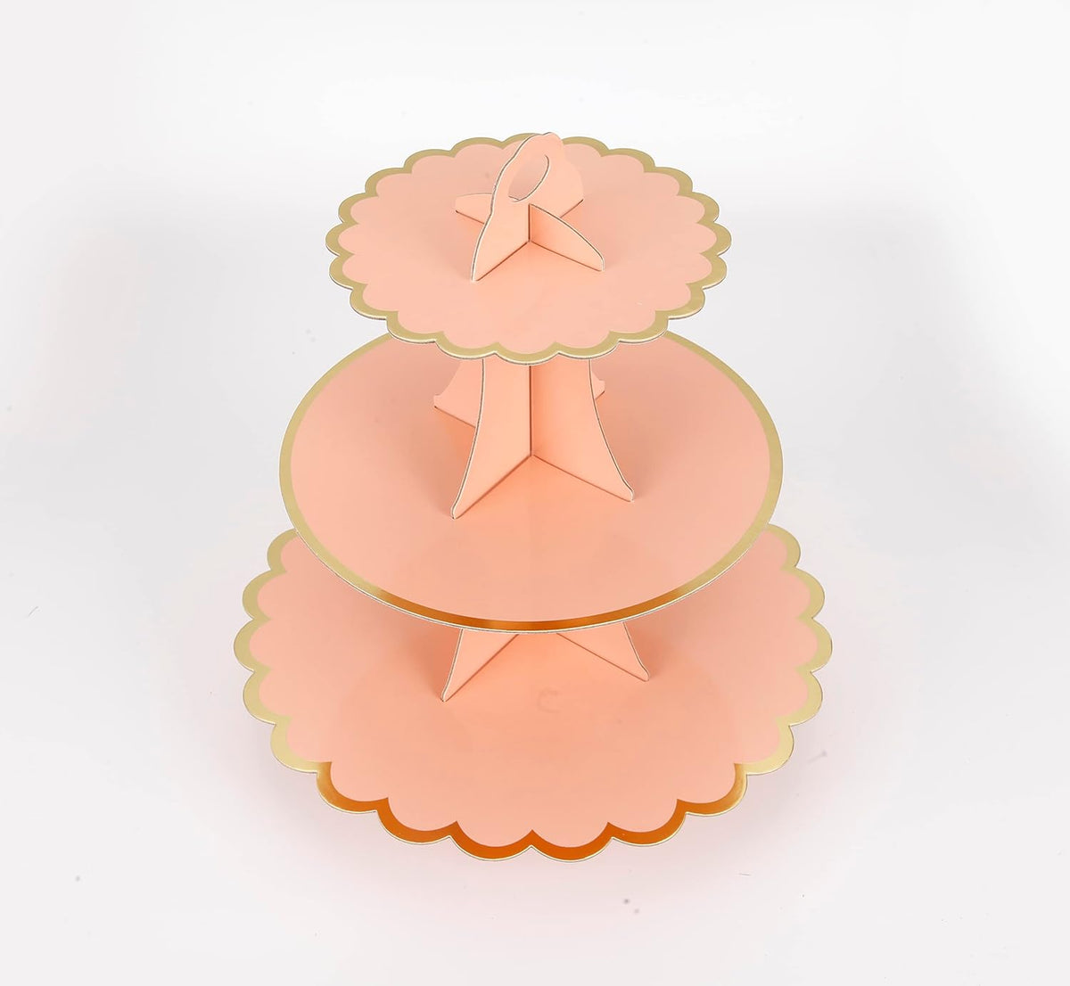 3-Tier Cupcake Stand, Pink Cake Stand Holder, Lace Tiered DIY Cupcake Stand Tower for Dessert Table