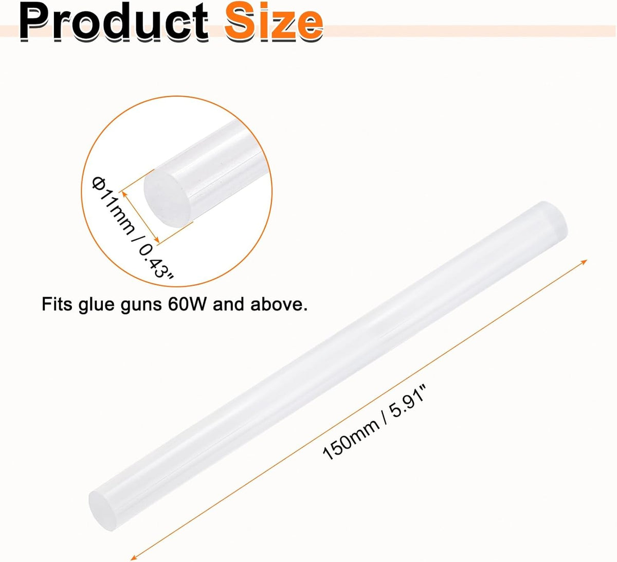 HARFINGTON 10pcs Hot Glue Sticks 0.43" Dia x 5.91" Long EVA Mini Hot Melt Adhesive Glue Stick for