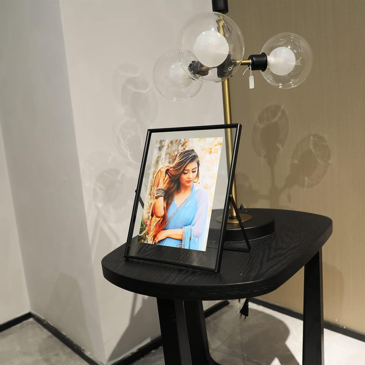 Black Floating Frame, 8"x10", Vertical, For Picture 7x9, 6x8, 5x7, Tabletop Shelf Photo Frame, For