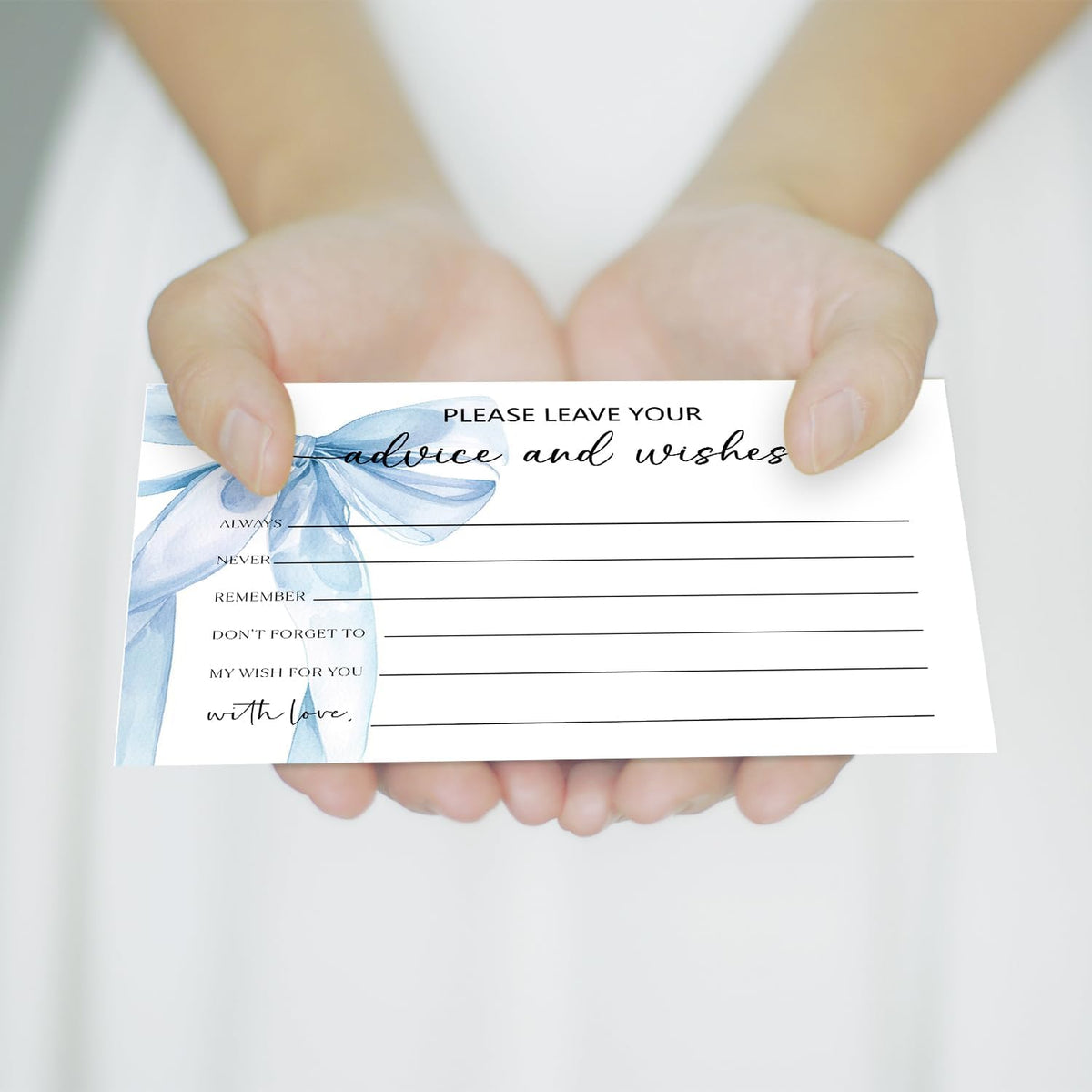 Blue Bow Advice and Wishes Card, Advice Cards for The Bride and Groom, Bridal Shower,Wedding or