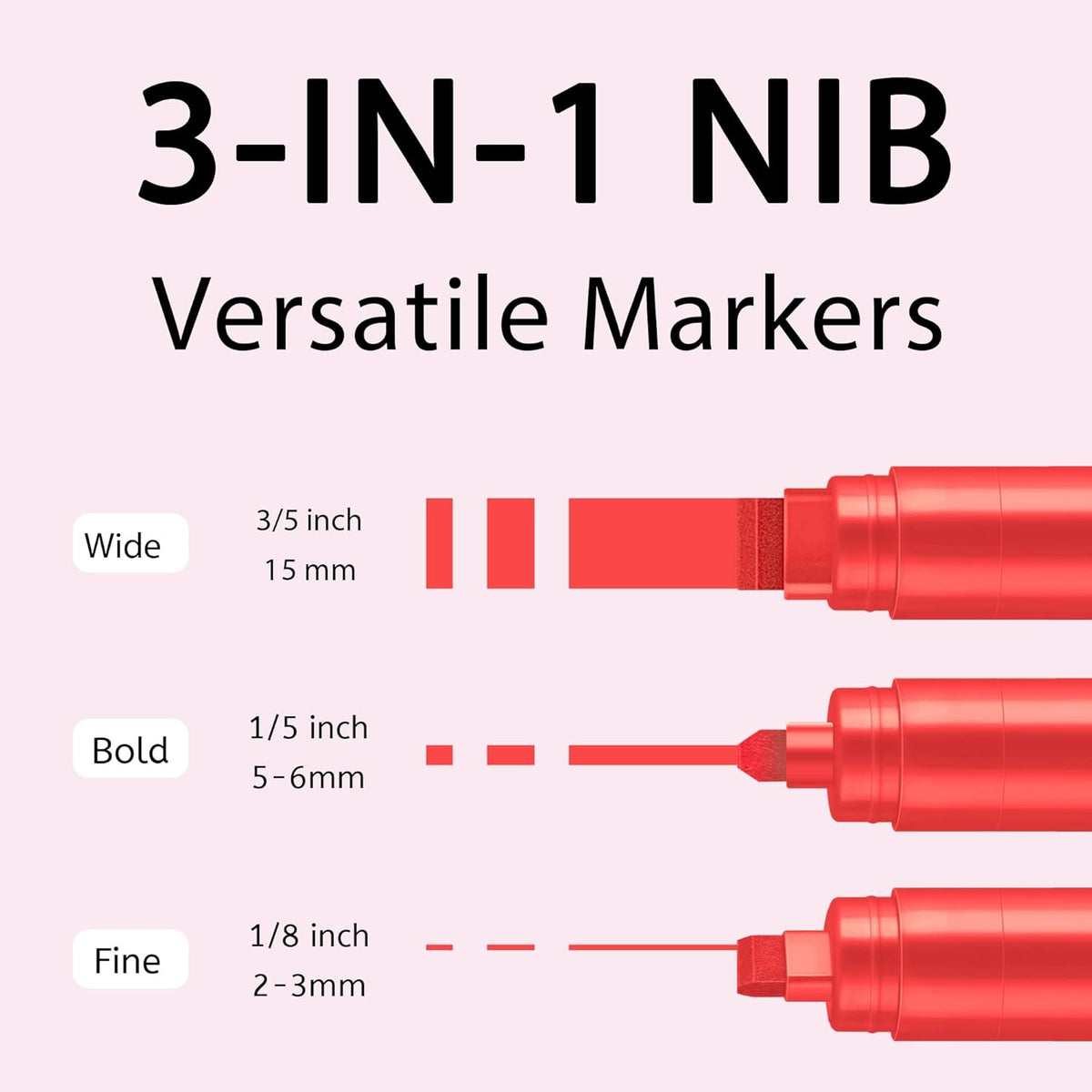 3 Pcs Red Jumbo Permanent Markers: 15mm Wide Tip Thick Acrylic Paint Pen Large Calligraphy Marker