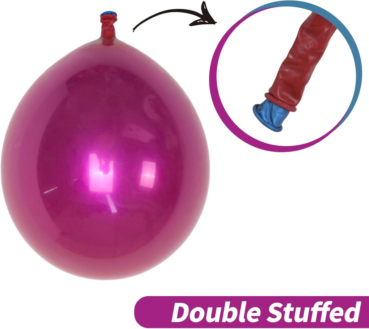 Chrome Fuchsia Balloons, 50 PCS 10 Inch Double-Layered Metallic Fuchsia Pink Balloons, Shiny Thick