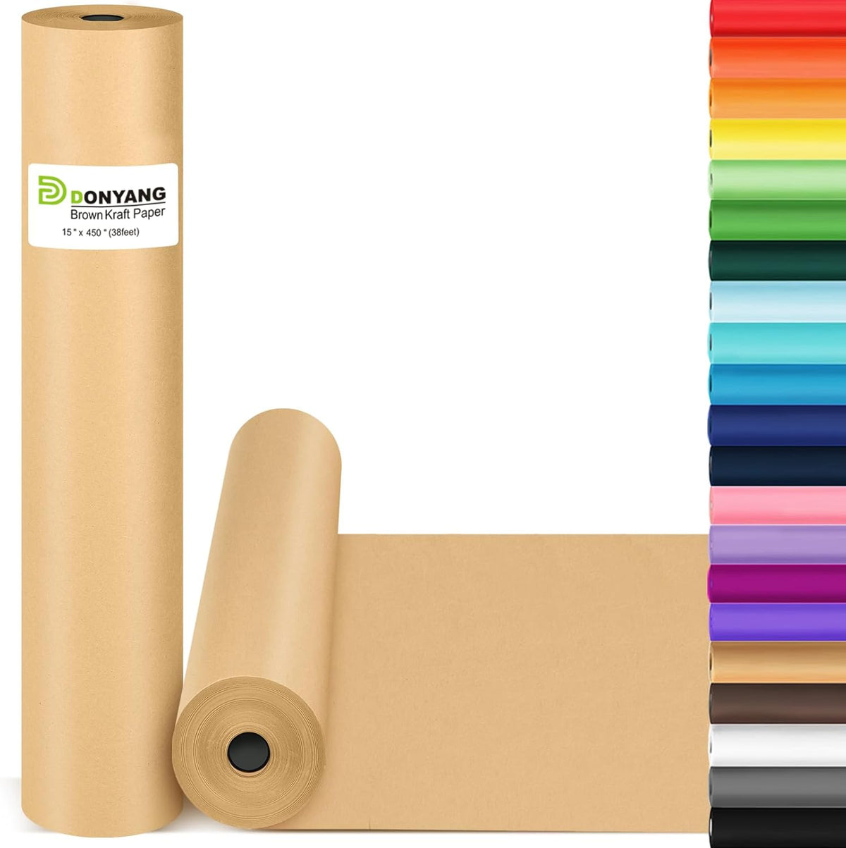 Brown Wrapping Paper, Kraft Paper Roll, Craft Decorative Paper 15" x 450", Packing Paper for Moving