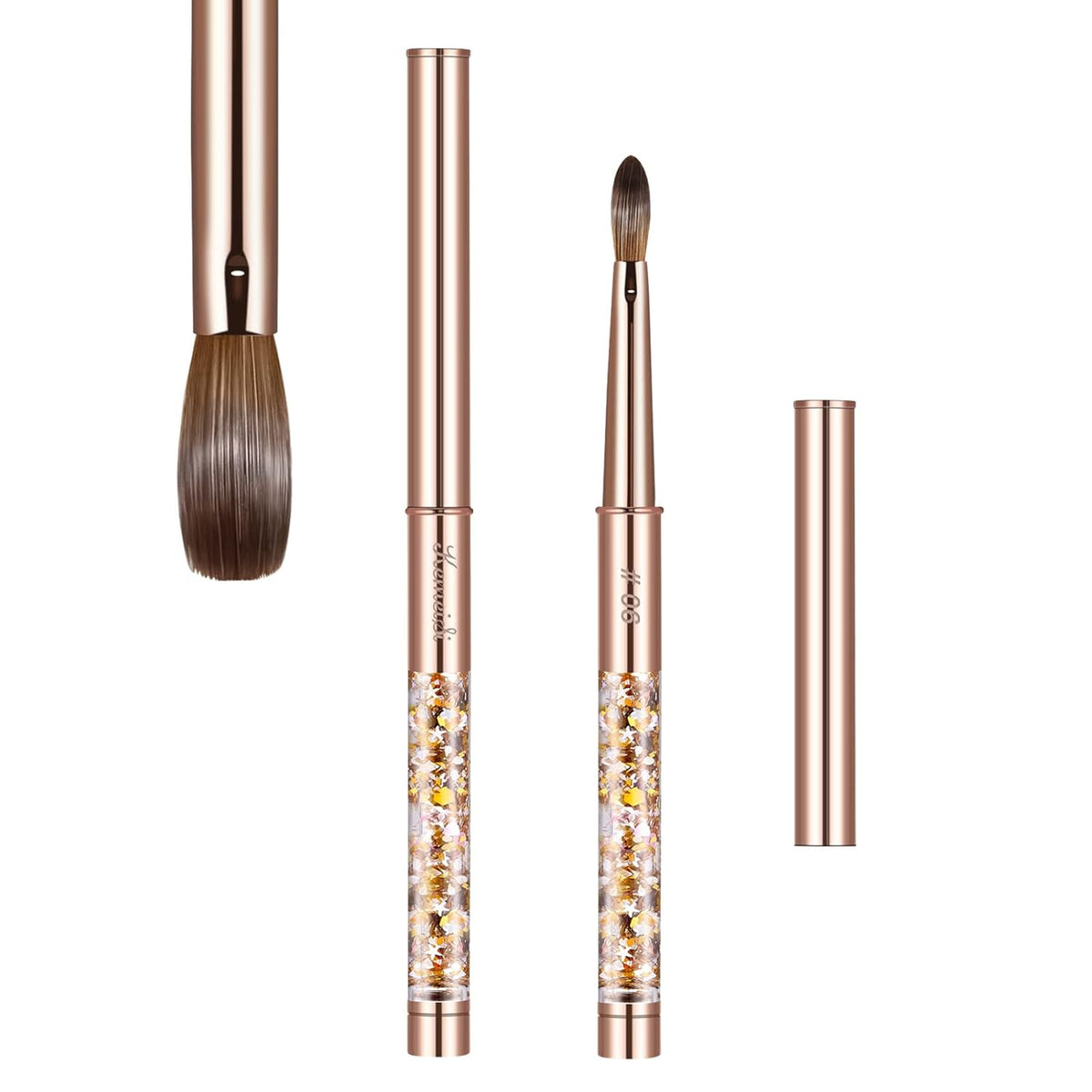 Acrylic Nail Brush Size 6,KEMEISI 100% Pure Kolinsky Nail Art Brushes Sturdy Handle Oval Shaped