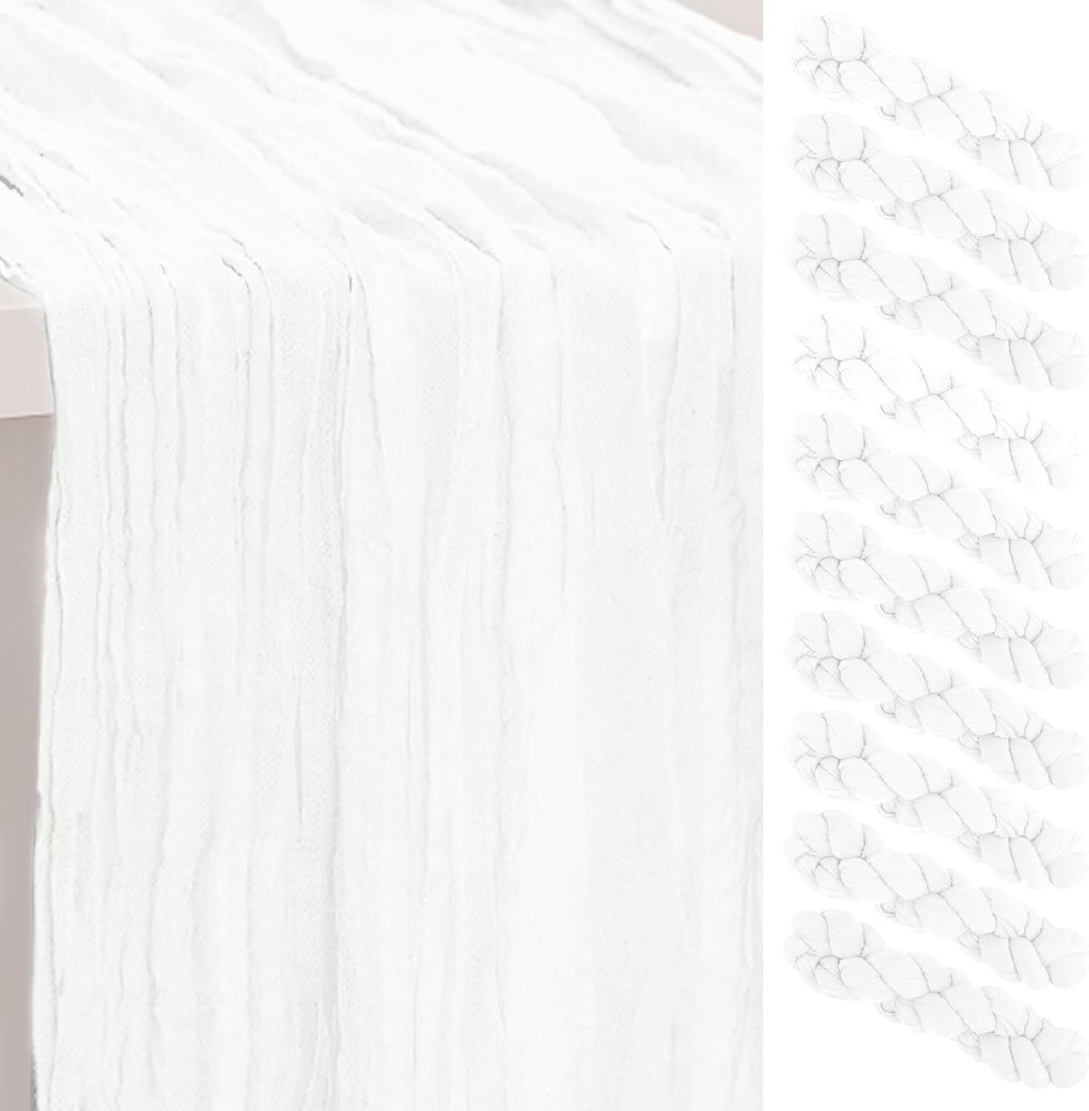 10 Pack White Cheesecloth Table Runner 35x120 Inch 10Ft Rustic Gauze Cheese Cloth Thanksgiving