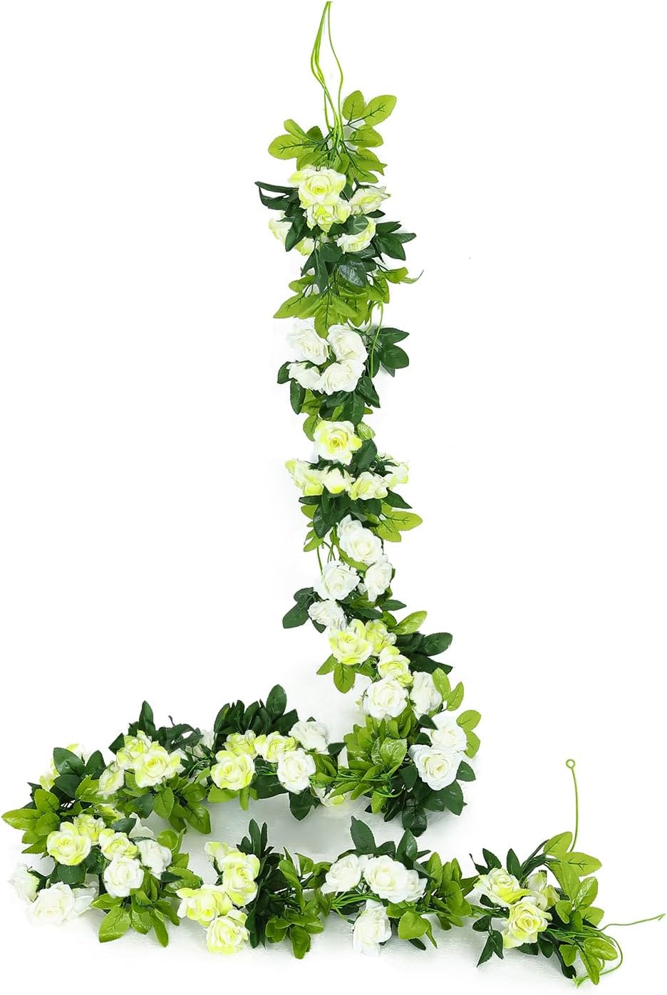 JUSTOYOU 2 Pack (15.8FT) Fake Rose Garland, Artificial Rose Vines Flowers Hanging Silk Rose Vine