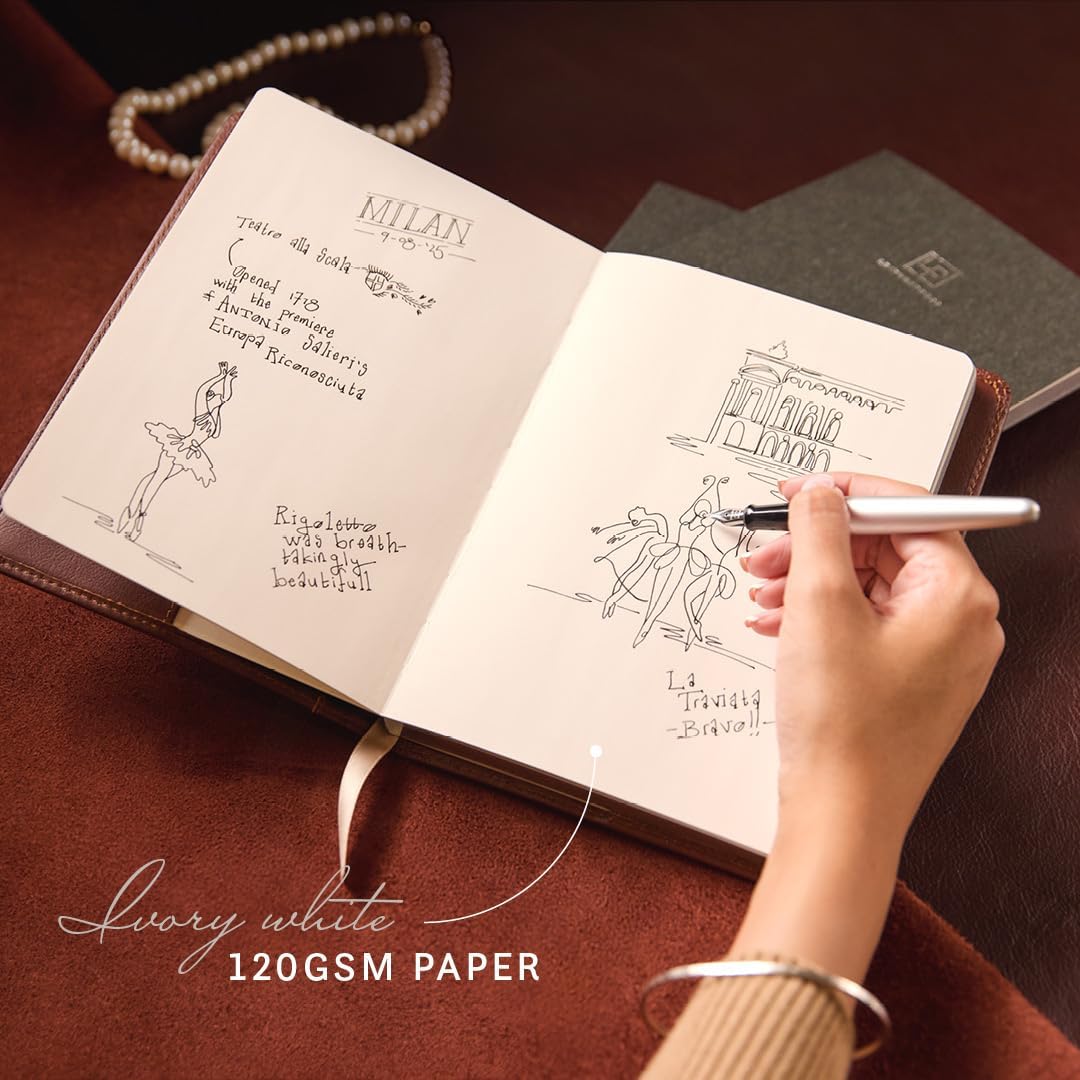 Luxury Leather Refillable Journal/Writing Notebook for Men & Women, Reusable Full-grain Leather