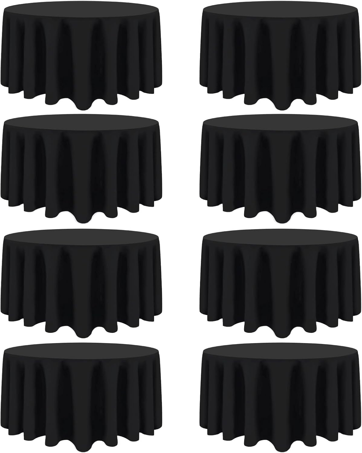 8 Pack Black Round Tablecloth 120 Inch Black Table Cloth Stain and Wrinkle Resistant Reusable and