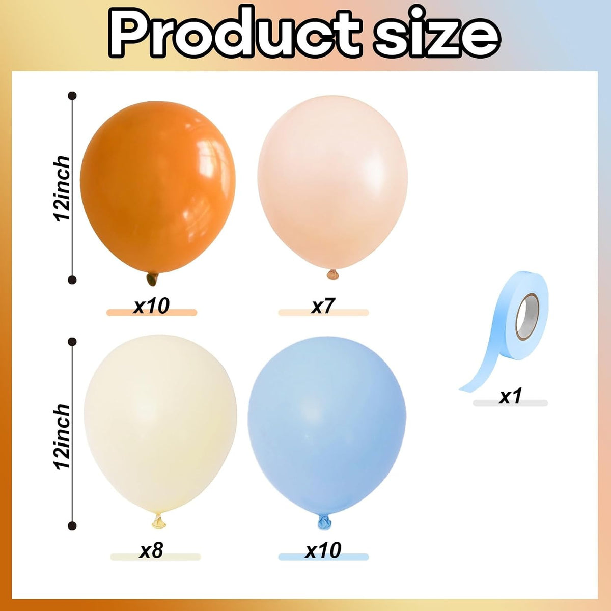Burnt Orange and Blue Fall Balloons, 12 Inch 35PCS Dusty Blue Orange Taupe Peach Balloon, Fall