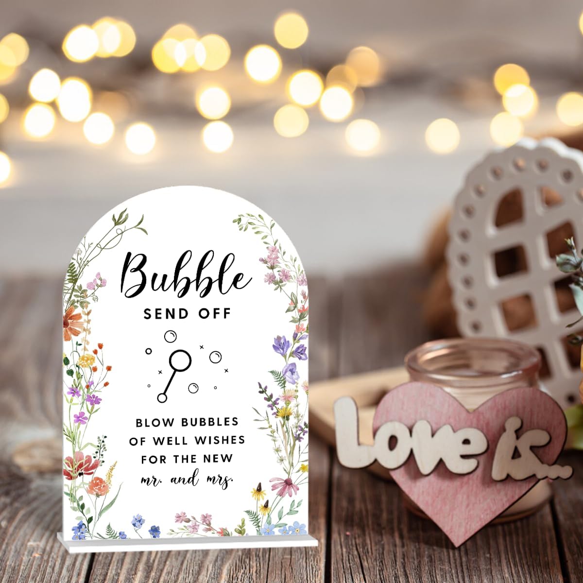 Acrylic Wedding Signs, Bubble Send Off Signs for Marriage Reception, Bridal Shower Decorations