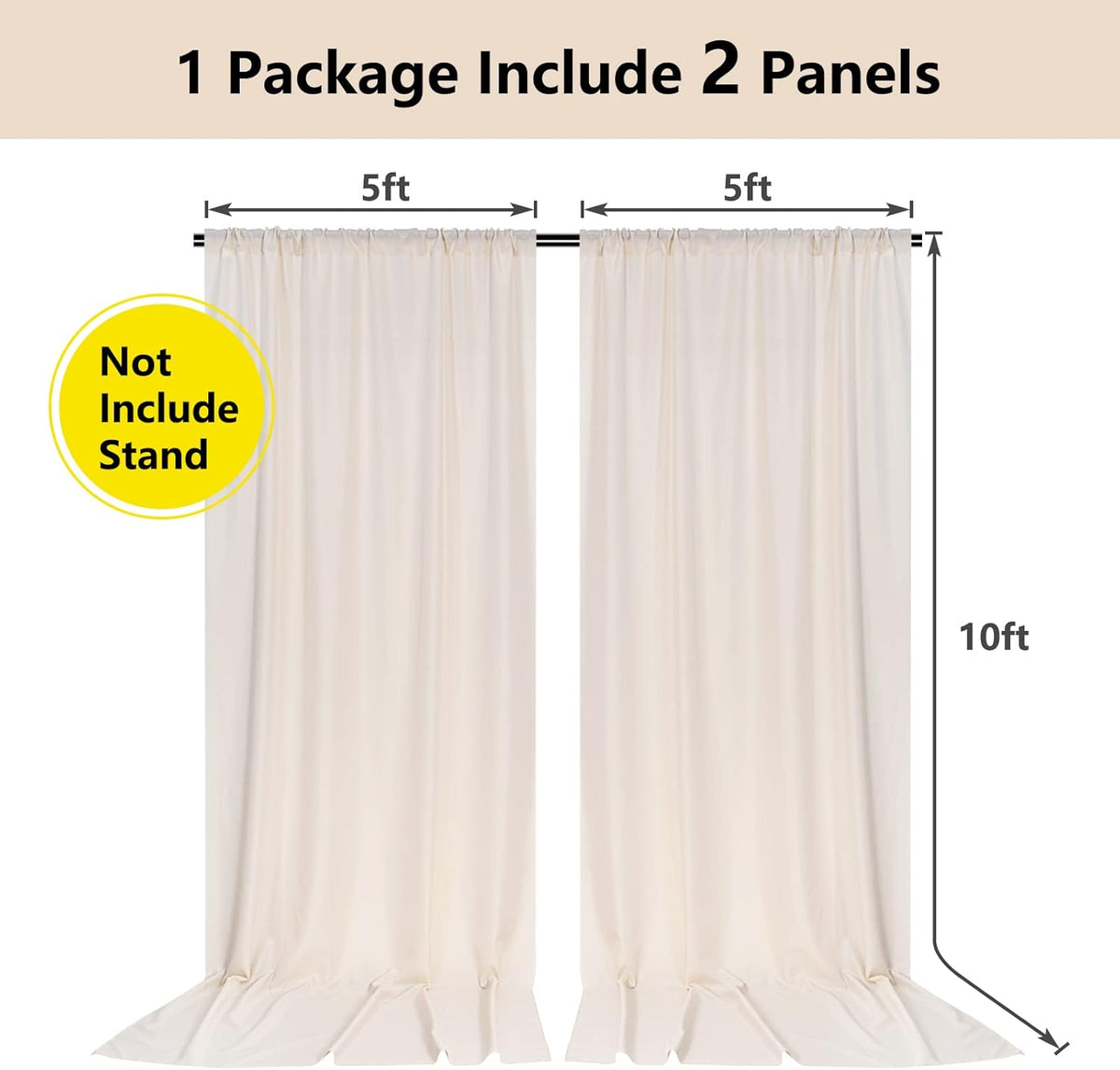 10ft x 10ft Beige Backdrop Curtains for Wedding Birthday Baby Shower Photography Backdrop Fabric