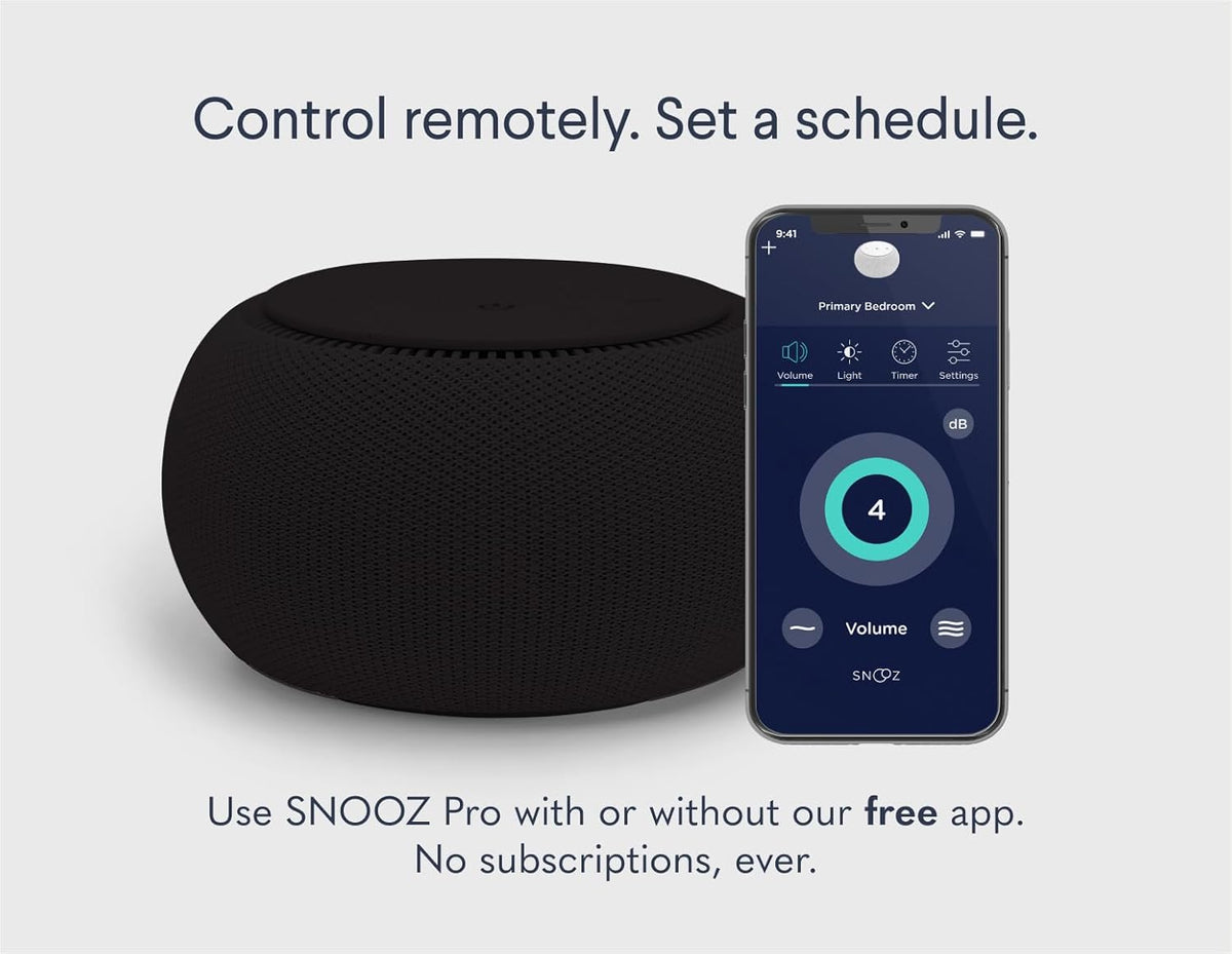 SNOOZ Pro - Smart White Noise Machine & Travel Case - Real Fan Inside, Non-Looping White Noise