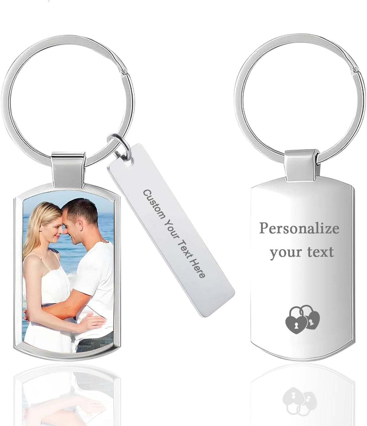 Custom Keychain with Picture Double-sided Personalized Photo Text Keychain, Gift for Anniversary