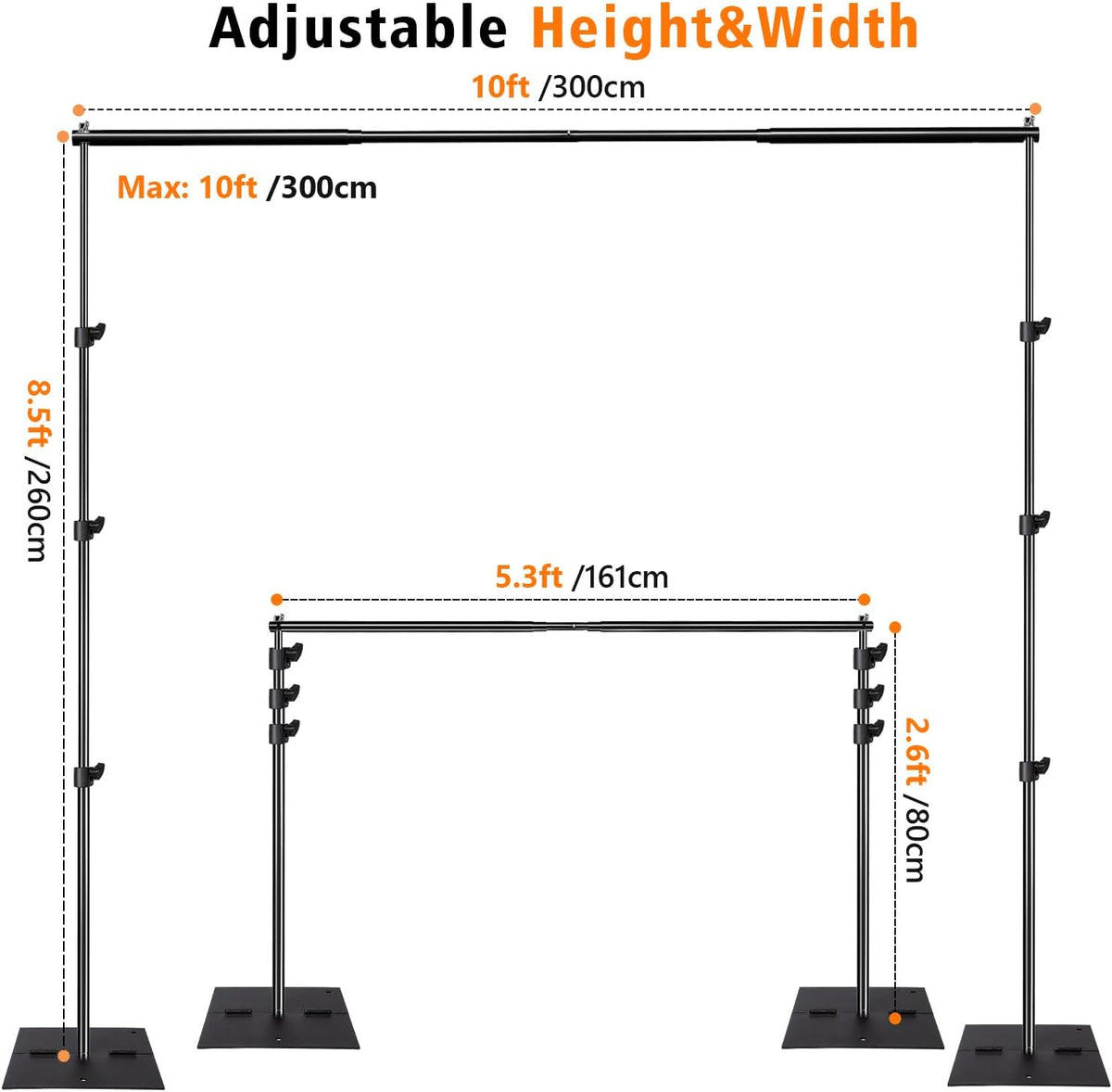 Pipe and Drape Photography Backdrop Stand Kit Adjustable Photo Background Stand 10ft x 8.5ft with