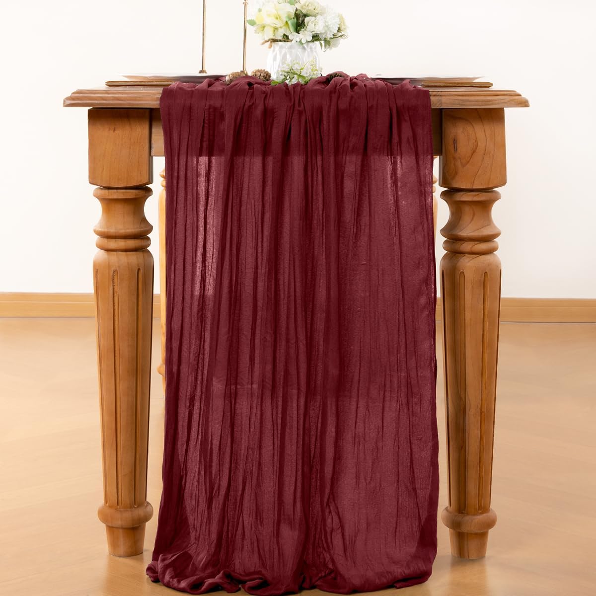 Burgundy Table Runner Cheesecloth Table Runner 10FT Farmhouse Table Runners 120 Inches Fall Table