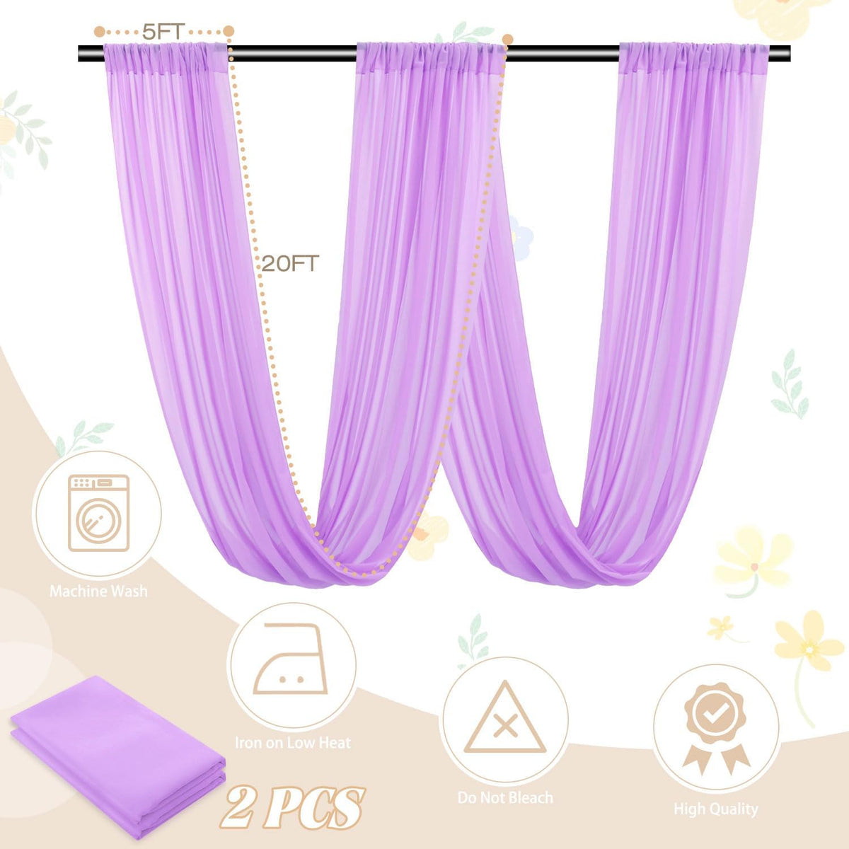 Ceiling Drapes for Weddings Light Purple Draping Fabric for Wedding Arch 5FTx20FT 2Panels Weddings