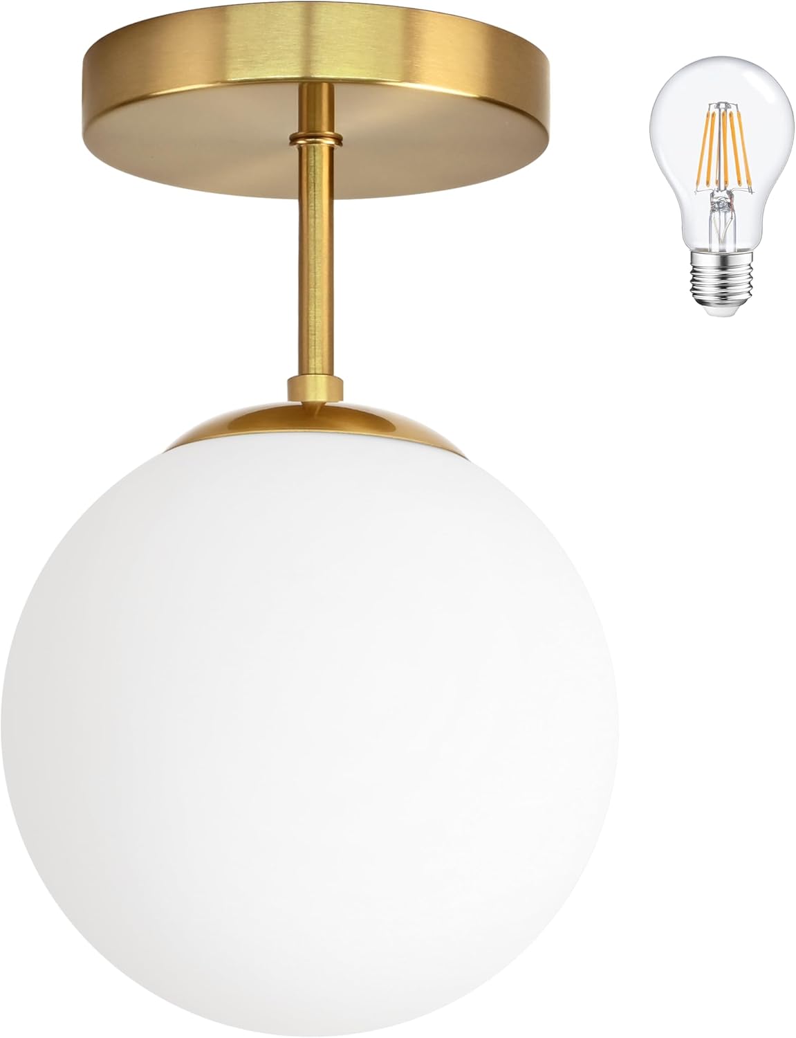 Gold Globe Semi Flush Mount Ceiling Light,Mid Century Modern Light Fixture Ceiling,Globe Ceiling