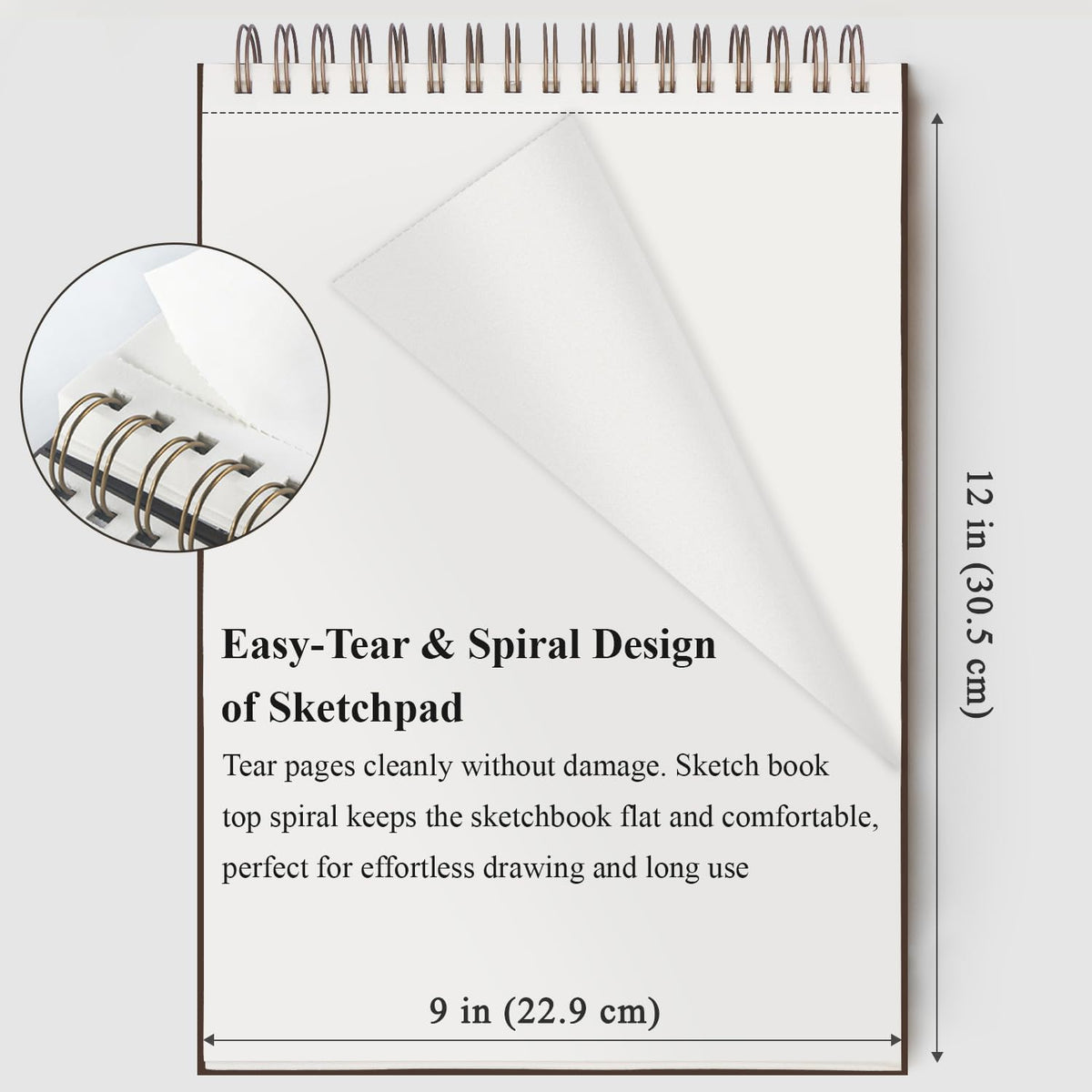 9 x 12 inches Sketch Book, Top Spiral Bound Sketch Pad, 4 Pack 100 Sheets Each (68lb/100gsm), Acid
