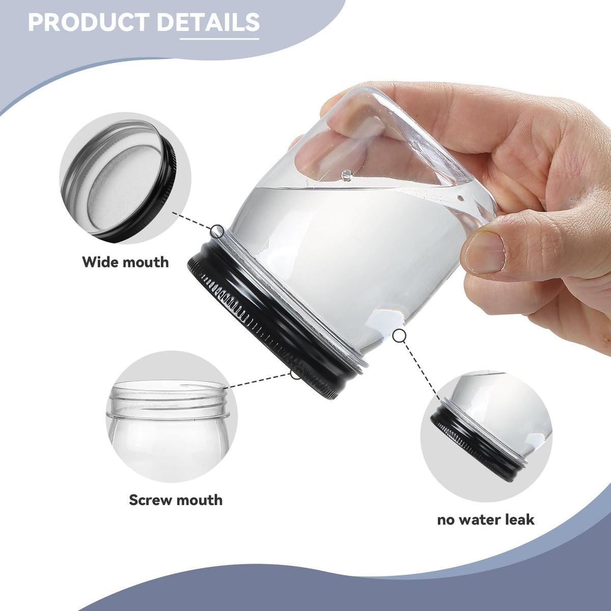 novelinks 8 oz Clear Plastic Jars with Screw-On Lids - BPA-Free Refillable Storage Containers for