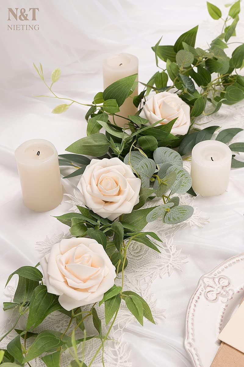 N&T NIETING Artificial Flowers, 25pcs Fake Flowers Bulk Perfect for DIY Fall Wedding Bridesmaid