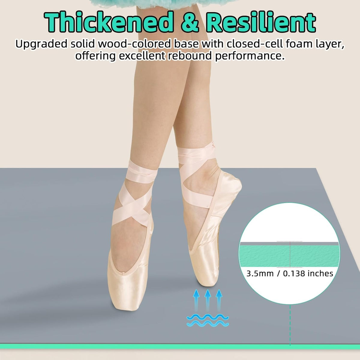 Dance Floor Mat Non-Slip with Shoulder Strap Portable and Dance Resistance Band, Dance Floor for