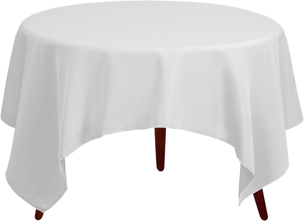 Gee Di Moda Square Tablecloth - 70 x 70 Inch White Table Cloth for Medium Square or Round Tables